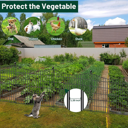 5 Panels No Dig Dog Fence Outdoor for Yard, 40 in(H) X 12 ft(L) Decorative Tall Garden Fence Animal Barrier, Rustproof Metal Wire Garden Edging and Borders, Temporary Fencing Stakes