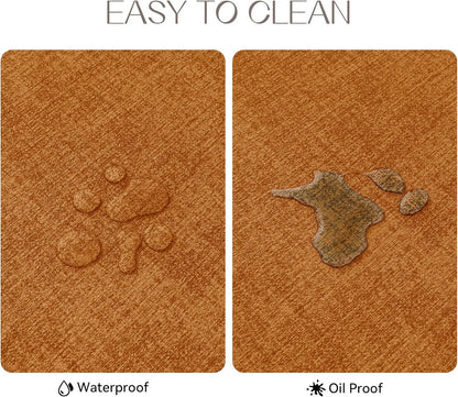 Romanstile Fall Vinyl Placemats Set of 4-12 X 18 Inch - Heat Resistant Place Mats 100% Waterproof Oilproof Wipeable Reversible Faux Leather Table Mats for Kitchen/Dining/Party/Outdoor, Orange