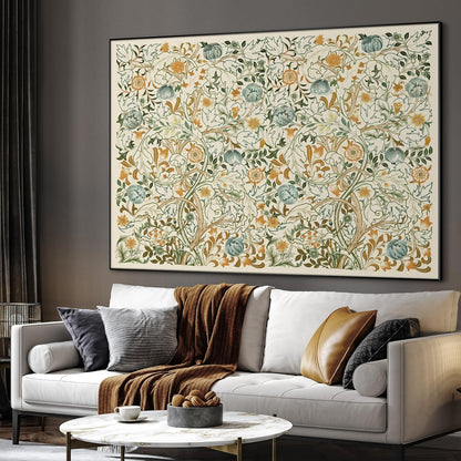 SIGNWIN 60"x72" Extra Large Framed Wall Art Vintage Botanical Floral with Golden and Teal Leaves, Elegant Nature Illustration for Home Living Room Bedroom Decor (Frame Assembly Required)