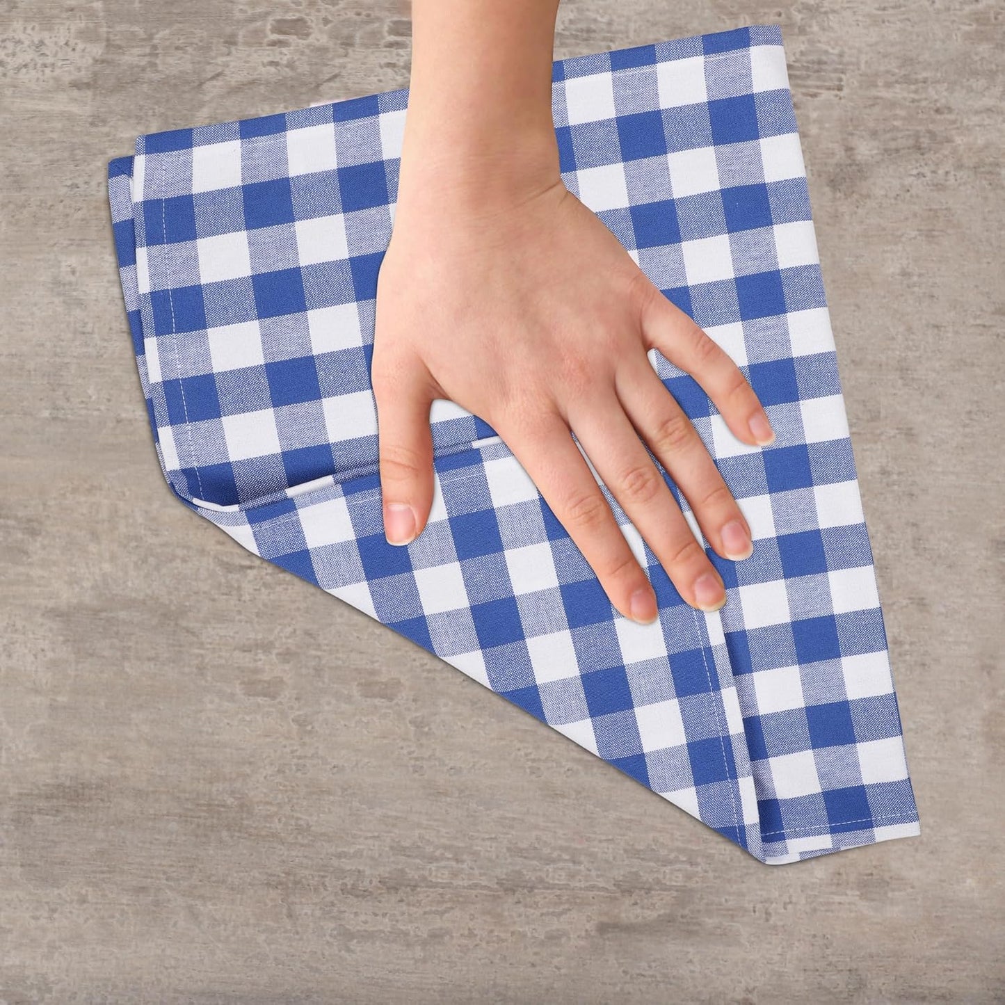 Kitchen Towels Set of 6 Soft Premium Cotton Highly Absorbent Dish Towels 18x28 Inches, Washable & Reusable Tea Towel, Quick Drying Dish Cloths with Hanging Loop - Blue/White, Checks