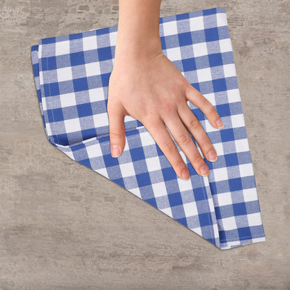 Kitchen Towels Set of 6 Soft Premium Cotton Highly Absorbent Dish Towels 18x28 Inches, Washable & Reusable Tea Towel, Quick Drying Dish Cloths with Hanging Loop - Blue/White, Checks