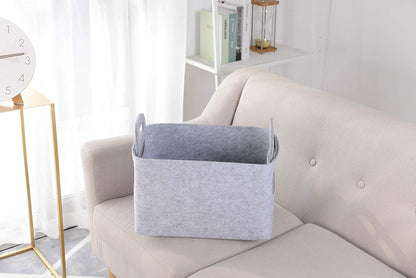 Storage Basket Felt Storage Bin Collapsible& Convenient Box Organizer with Carry Handles for Office Bedroom Closet Babies Nursery Toys Laundry (Light grey, 17.9inch（L）×12.2inch（W）×11.6inch（H）)