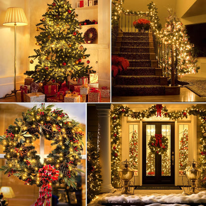 2 Pack Christmas Fairy Lights Battery Operated, 16.4FT 50 LED Dark Green Wire Micro Starry Twinkle Light with Auto Timer Waterproof, String Lights for Indoor Outdoor Yard Decor (Warm White)