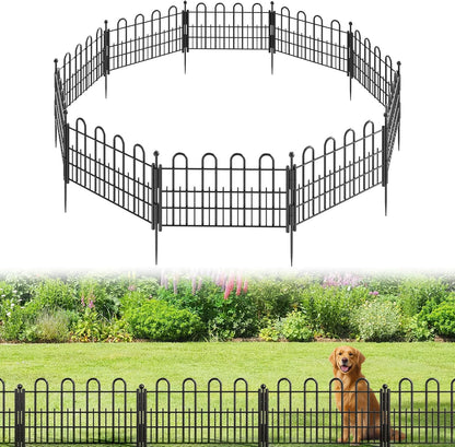 10 Panels Decorative Garden Fence with U-Shape, 11.81in (H) X 16.42ft (L) Dog Fence Outdoor for Yard Security, Garden Fencing Includes Deep Stakes