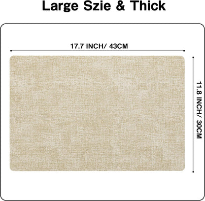 Chrysameld Vinyl Placemats Set of 4 - Faux Leather 100% Waterproof Oil-Proof Wipeable PU Place Mats, Heat Resistant Anti Slip Reversible Table Mats for Indoor & Outdoor Use,(17×12Inch, Beige)