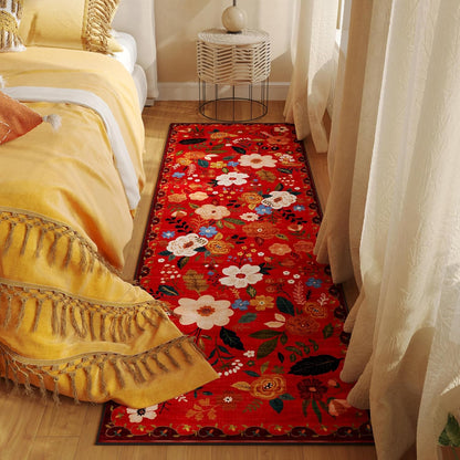 Runner Rug for Hallways Kitchen Rug Non Slip 2'x 6' Washable Runner Rugs with Rubber Backing Soft Floral Carpet Runner for Hallways, Kitchen, Laundry, Bedroom, Bathroom(Red)