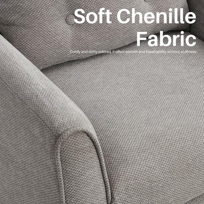 Mid Century Modern Accent Chairs, Chenille Grey Upholstered Armchair,Living Room Chairs with Wooden Legs, Side Single Sofa Chair for Bedroom, Office Cafe Waiting Room Apartment