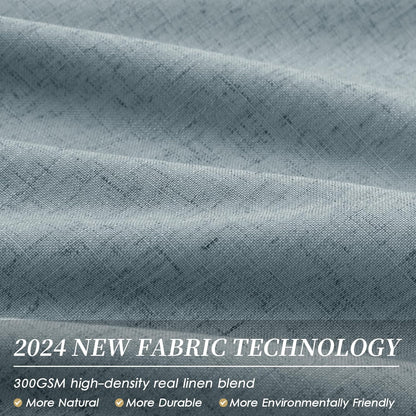 BOODII Room Darkening Curtains 120 Inch Back Tab Thermal Insulated Black Out Linen Drapes Extra Long Blackout Curtains for Patio Door Large Window Ceiling to Floor Light Blocking Stone Blue 52x120