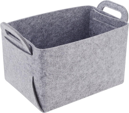 Storage Basket Felt Storage Bin Collapsible& Convenient Box Organizer with Carry Handles for Office Bedroom Closet Babies Nursery Toys Laundry (Light grey, 17.9inch（L）×12.2inch（W）×11.6inch（H）)