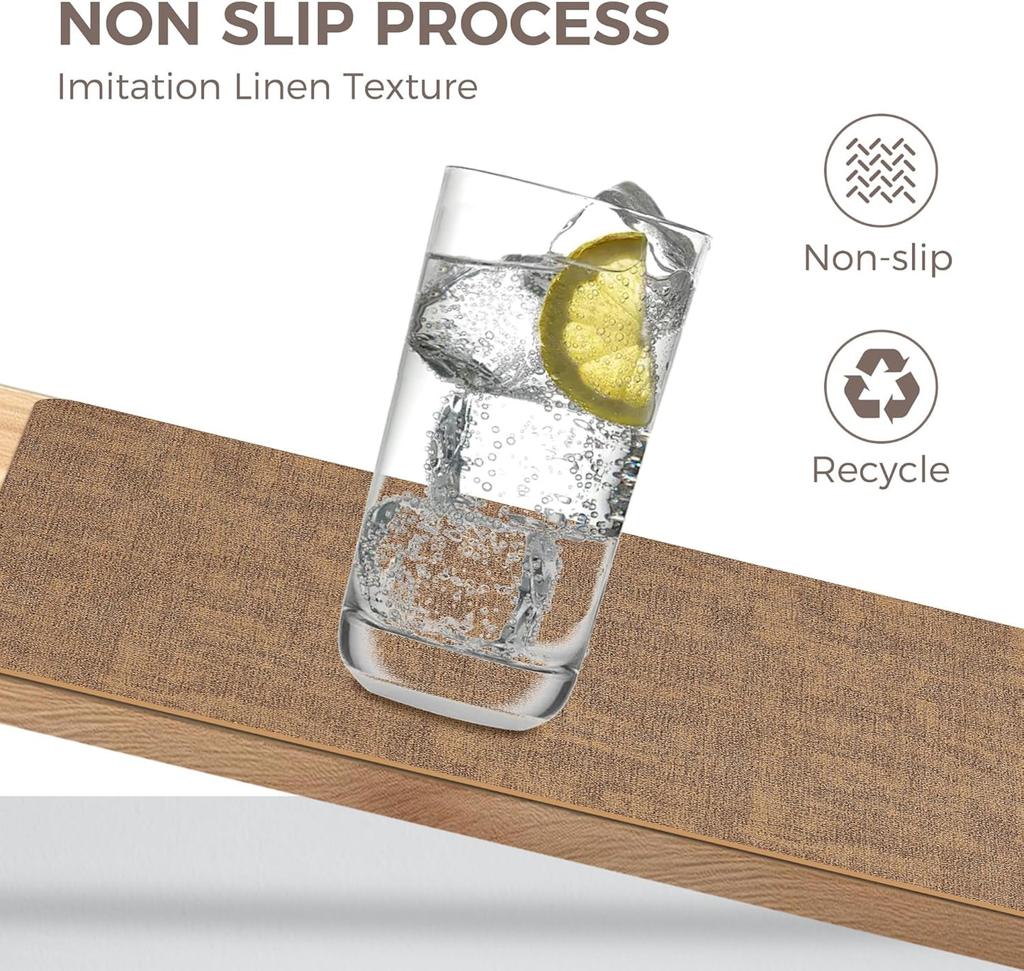 Vinyl Placemats Set of 4, Faux Leather Waterproof and Heat Resistant Place Mats, Washable Anti-Slip Table Mats with Coaster, Wipeable Placemats for Indoor & Outdoor 17" x 12" (Light Brown, Set of 4)