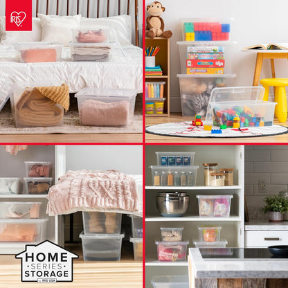 IRIS USA 6-Pack Storage Bins with Lids, 6 Quart, Shoe Boxes Clear Stackable Containers Organize Shoes Closet Shelves, Classroom Organization Teacher Tools, Game Storage - BPA-Free Plastic