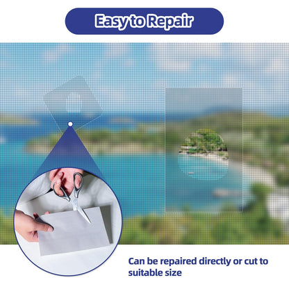 KING MOUNTAIN 10 Sheets Black Window Repair Patches, 58 in Repair Kit for Screen Tears Holes, Strong Adhesive Mesh Tape, Quick & Waterproof