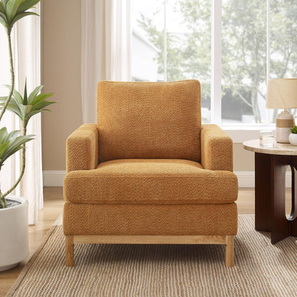 Oversized Accent Chair, Mid Century Modern Upholstered Armchair for Living Room, Comfy Chair for Bedroom Reading Chair, Single Sofa for Small Space with Rubberwood Base