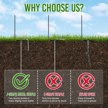 Landscape Edging 4 Inch Tall 80FT with 100Pcs Metal Spikes, Plastic Garden Edging Border Landscape Edging Border Lawn Edging for Landscaping, Flower Bed, Yard