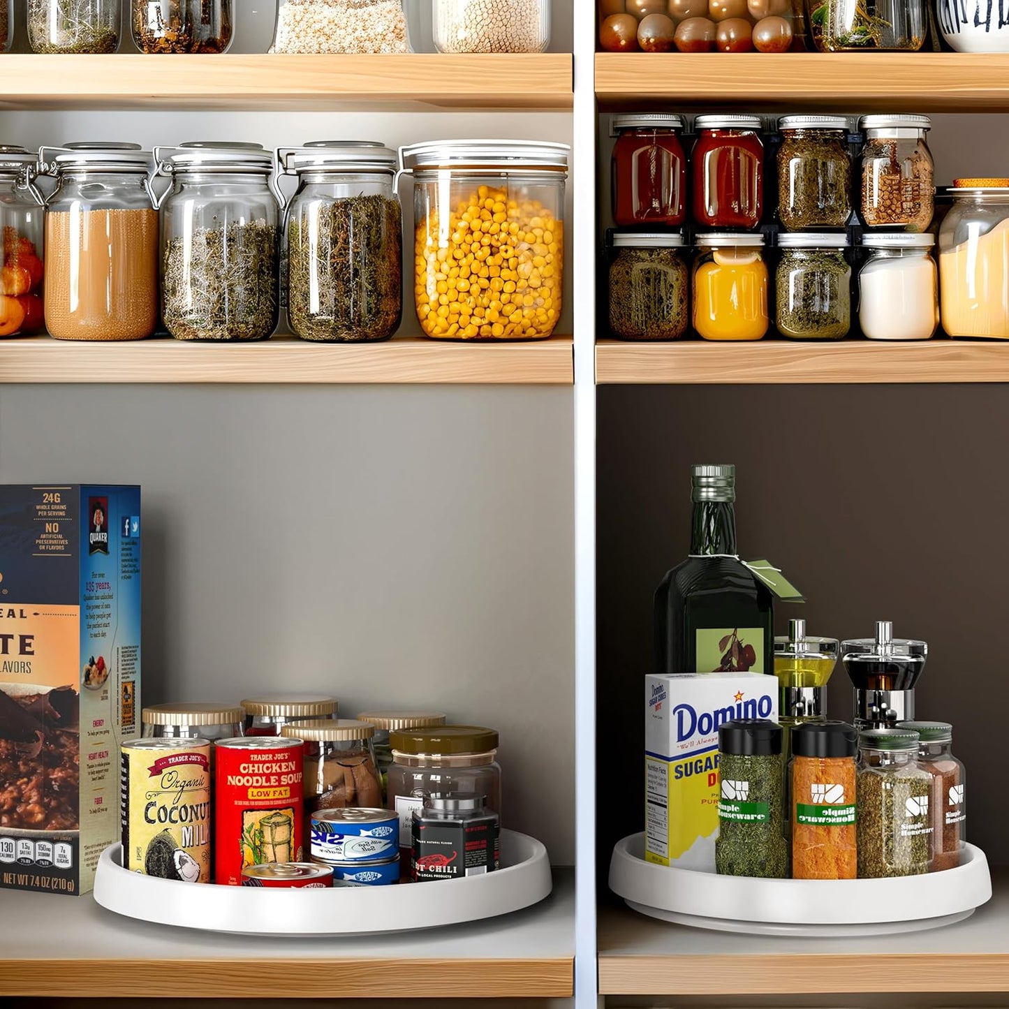 Simple Houseware Lazy Susan Spice Organizer Rotating Tray, 4-Pack (2 Medium 10'', 2 Large 12'')