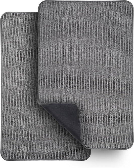 Bath Mat,Ultra Thin Bathroom Rugs,Rubber Bath Mats for Bathroom,No Slip Bath Rugs,Quick Dry,Machine Washable,Low Pile,Absorbent,Shower Outside,Sink,Home Decor Accessories.Dark Grey,1'5"x2'3"(2 Pack)