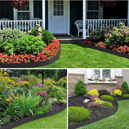 Landscape Edging, 40' 4" Tall Garden Edging with Scissors, Lawn Edging with 36 Garden Spikes and 2 Connectors, Heavy Duty PP&PE Material Edging for Landscaping, Garden, Lawn, Black