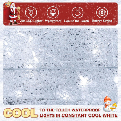 4.5FT Lighted Reindeer Family Set for Christmas Decoration, 3 Pieces Pre-Lit Iridescent Deer Xmas Decor with 200 LED Lights, 3D Glittered Standing Holiday Display for Outdoor, Indoor, White