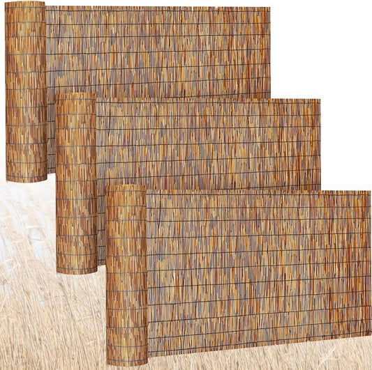 Barydat 3 Pcs 3 x 16.4 ft Bamboo Privacy Screen, Reed Fence Roller Patio Decorative Fences Reed Screen Curtain for Garden Backyard Patio Balconies