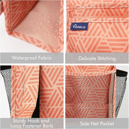 Surblue Bedside Caddy Hanging Organizer Storage Bag Pocket for Bunk, Hospital, College Dorm Rooms, Baby Bed Rails, Camp (8 Pockets), Orange Plaid