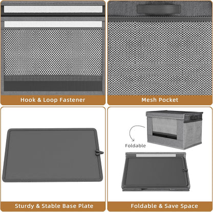 2 Pack Extra Large Trash Bag Holder Dispenser,Oxford Cloth Garbage Bag Storage Organizer with Mesh Pockets,Foldable Kitchen Trash Bag Holder Fits 33/30/13 Gallon Roll for Kitchen and Pantry