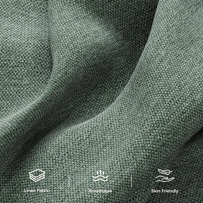 89” Futon Sofa Bed, Linen Comfy Futon Couch Bed with 2 Square Pillows, Convertible Sleeper Sofa with Adjustable Backrest& Armrests, Modern Loveseat Sleeper for Living Room, Bedroom, Green