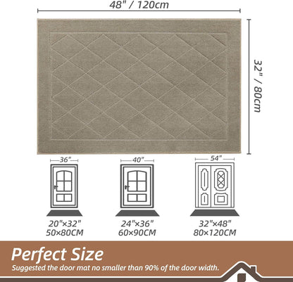 BEQHAUSE Dirt Trapper Door Mat 32" x 48", Doormat Non-Slip Entryway Rugs Washable, Dog Door Mat Stain Resistant and Absorbent Welcome Floor Mat for Front Back Door, Muddy Wet Shoes & Paws, Beige