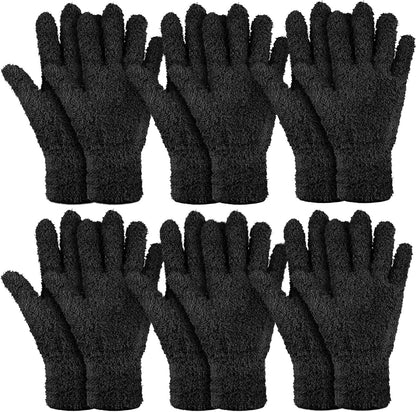 Bencailor 6 Pairs Microfiber Dusting Gloves, Dusting Cleaning Gloves Microfiber Gloves for Plants House Blinds Car Dust Mitt (Black,Medium)