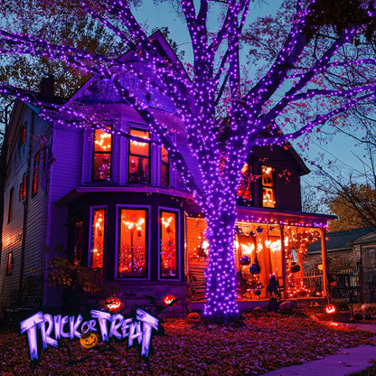 JMEXSUSS Purple Lights for Halloween Decorations, Purple Battery Operated Lights with Remote Indoor Outdoor, String Lights for Halloween Christmas Decor