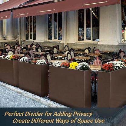 Metallic Heavy Planter for Outdoor Plants, 38Lx10Wx30H Inches Tall and Long Metal Divider Planter Box for Outside & Indoor, No Assembly Required (Espresso)