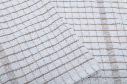 AMOUR INFINI Kitchen Towels Set of 4 - Highly Absorbent, Super Soft Terry Cotton 20x28 Inch Dish Towels with Hanging Loop - Hand & Tea Towels for Cleaning & Drying Dishes (Beige)