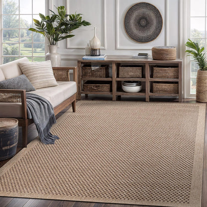CAMILSON Easy Jute Rug 5x7, Indoor Outdoor Natural Color Fiber Area Rugs for Living Room Patio and Kitchen Rug, Sisal Boho Woven Design, Easy-Cleaning, Washable Outside Carpet Alfombras (5 x 7)