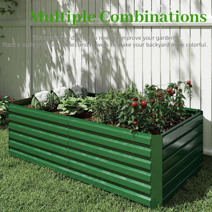 8x4x2 ft Raised Garden Bed, Large Metal Planter Raised Beds, Planters for Outdoor Plants for Vegetables, Flowers, Herbs, Fruits, and Succulents.