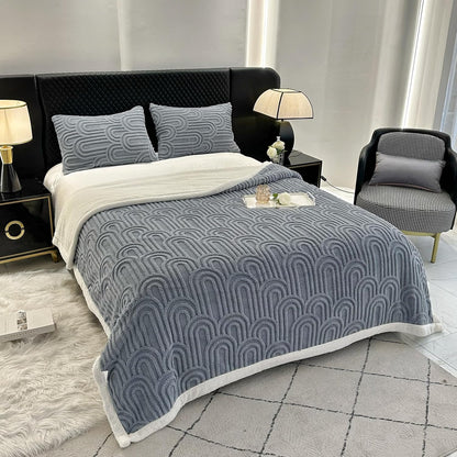 UKELER Sherpa Fleece Blanket 60 × 80 inch, Ultra Soft Twin Size Throw Blanket for All Season, Cozy Plush Arch Blankets for Bed Couch Sofa Office Camping, Blue Grey