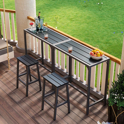 ODK 39 Inch Outdoor Bar Table, Patio Counter Bar Height Table with Weather Resistant Waterproof Top for Hot Tub Garden, Yard, Balcony, Poolside, Indoor (Black)