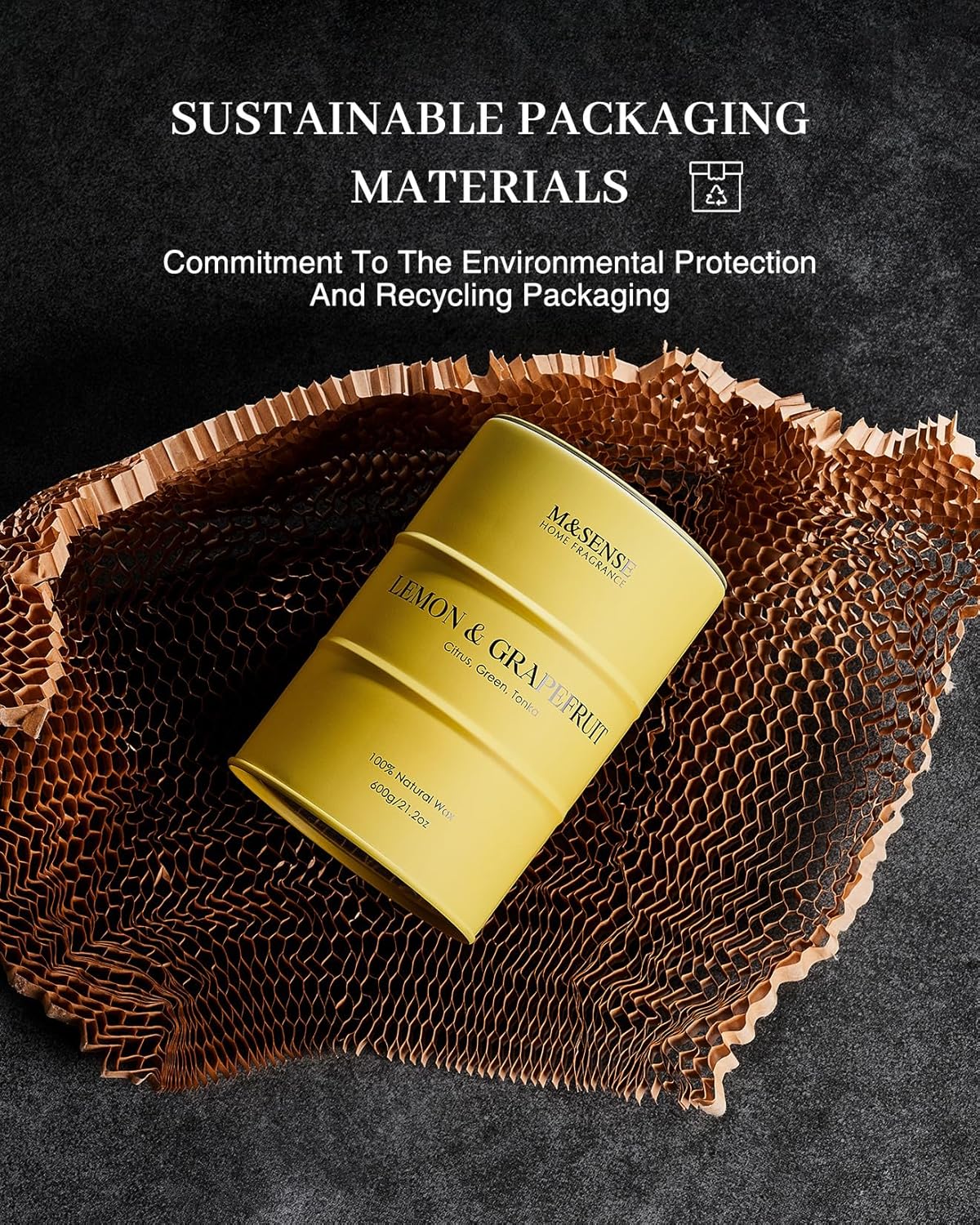 M&SENSE Lemon Candle Large for Home Scented, Lemon Soy Candles 21.2oz 120 Hour Slow Burning, Highly Scented Limoncello Grapefruit Citrus Candles for Bathroom, Fresh Smelling Candle