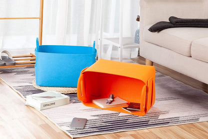 Minoisome Storage Basket Felt Storage Bin Collapsible& Convenient Box Organizer with Carry Handles for Office Bedroom Closet Babies Nursery Toys Laundry (Orange, 13.8inch（L）×9.5inch（W）×8.3inch（H）)