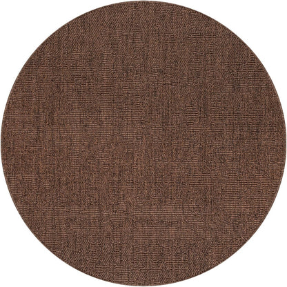 CAMILSON Easy Jute Round Rug 4ft Indoor Outdoor Brown Color Fiber Area Rugs for Living Room Patio and Kitchen Rug, Solid Boho Woven Design Easy-Cleaning Washable Outside Carpet Alfombras (4 Round)