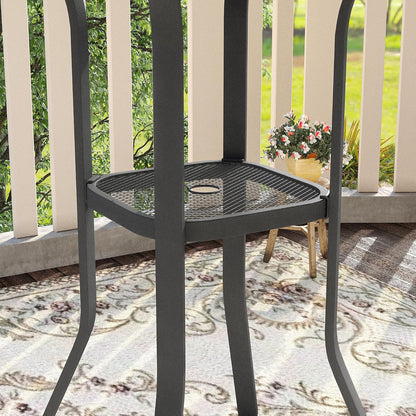 VICLLAX 35.5" Round Outdoor Bar Table, Bar Height Patio Table with Adjustable Umbrella Hole for Balcony, Black