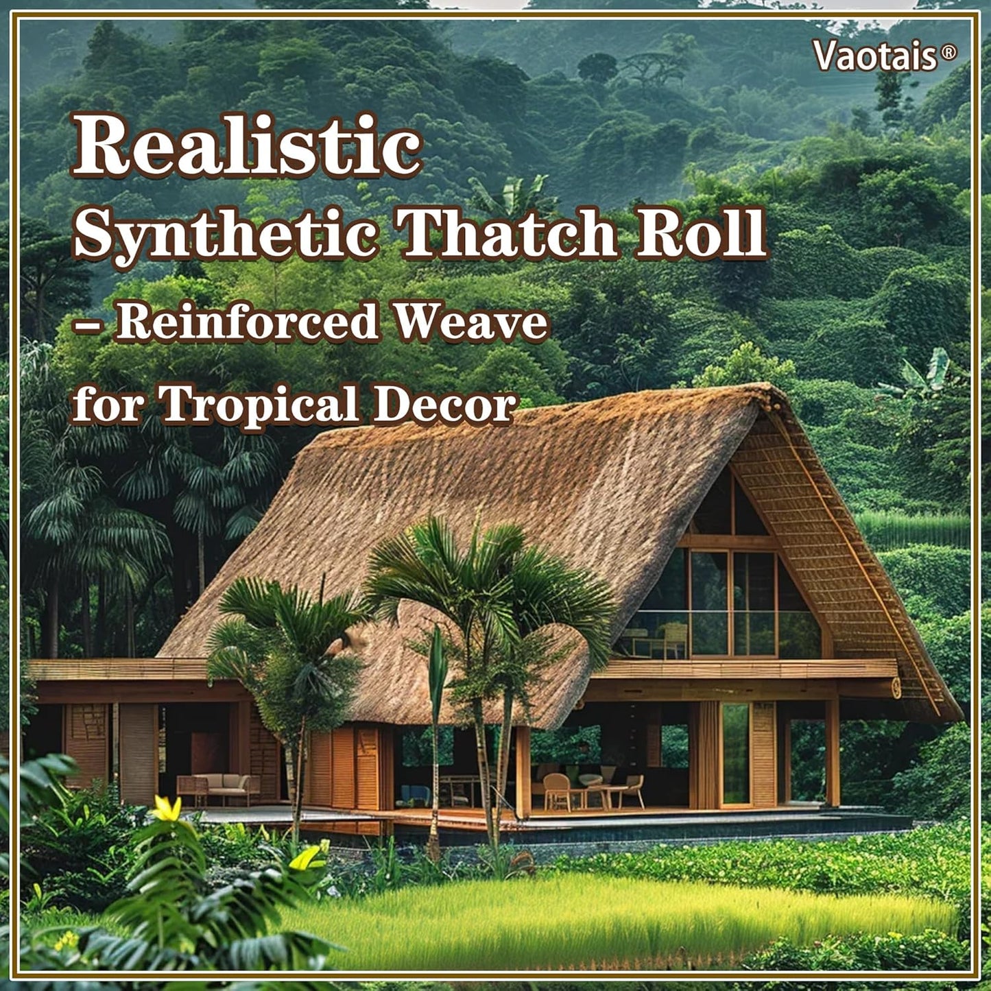 Realistic Synthetic Thatch Roll Sun-Bleached Yellow - 18 & 30 Inch Widths - Reinforced Weave for Mexican Palapa, Tiki Bars, Hawaiian Parties & Patio Decor (18 Inch Width x 10 Feet Length)