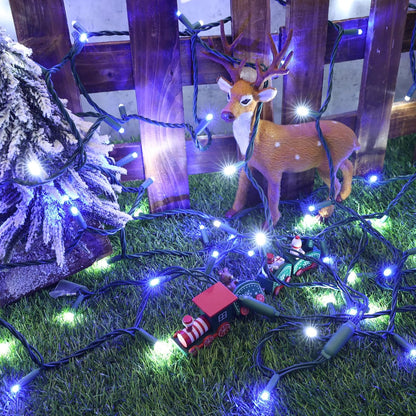 Brizled Blue & White Christmas Lights, 33ft 100 LED 5MM Wide Angle Christmas Lights, Mini String Lights Connectable, UL Listed Xmas Tree Light for Indoor Outdoor Holiday Party Decor, Green Wire