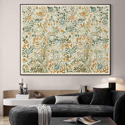 SIGNWIN 60"x72" Extra Large Framed Wall Art Vintage Botanical Floral with Golden and Teal Leaves, Elegant Nature Illustration for Home Living Room Bedroom Decor (Frame Assembly Required)