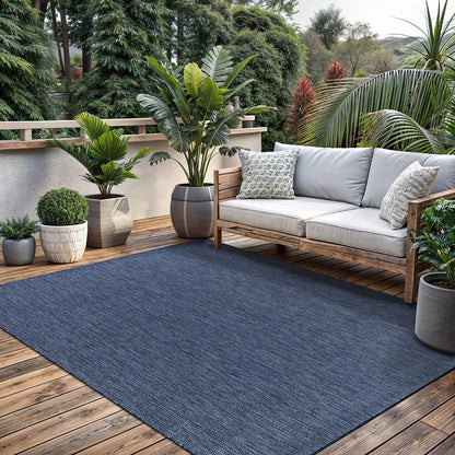 Washable Indoor Outdoor Rug 8x10 Weather Resistant Area Rugs Modern Solid for Porch Deck Balcony Backyard Patio Outside Carpet (8 X 10 Azure Blue)