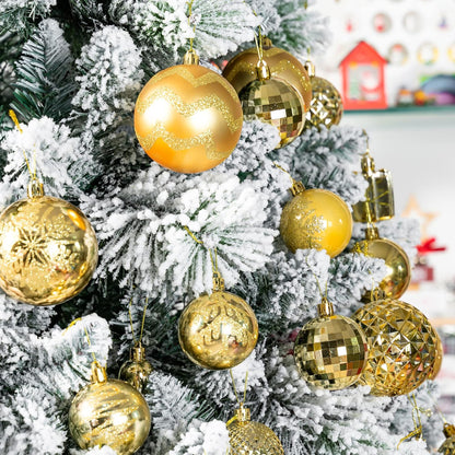 116Pcs Gold Christmas Ball Ornaments, Shatterproof Hanging Decoration Set with Gift Box, Assorted Decorative Baubles for Xmas Tree/Home/Wedding/Party/Holiday