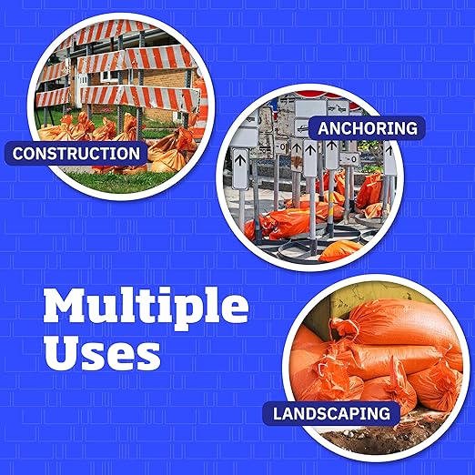 DURASACK Heavy Duty Sand Bags with Tie Strings Empty Woven Polypropylene Sand-Bags for Flood Control with 1600 Hours of UV Protection, 50 lbs Capacity, 14x26 inches, Orange, 18000 Count