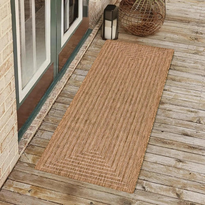 Adiva Rugs Outdoor Indoor Area Rug, Weather Resistant, Easy to Clean, Stain Resistant Floor Mat for Dining Room, Backyard, Deck, Patio (Wooden, 2'6" x 7')