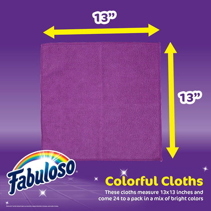 Fabuloso Microfiber Cleaning Cloths, Purple - Lint-Free, Scratch-Free Cleaning Cloths for Surfaces and Wood Furniture - Dustless Cloth for Bold and Bright Cleaning Experience, 12 Count