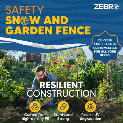 ZEBRO 4' x 100' Green Plastic Garden Fence Roll – Light Duty Mesh Fencing for Temporary Fence, Snow, Garden Netting, Animal Barrier, Agricultural Fencing & Lawn Protection