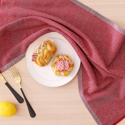 Homaxy Premium Kitchen Towels(18”x 28”, 6 Pack), Large Cotton Kitchen Hand Towels, Flat and Terry Dish Towels, 380 GSM Highly Absorbent Tea Towel Set with Hanging Loop, Red