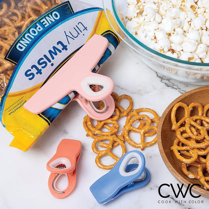 COOK WITH COLOR Bag Clips - Heavy Duty Chip Clip and Refrigerator Magnet Clips for Food Storage with Air Tight Seal Grip, Bright Colors, Pack of 8